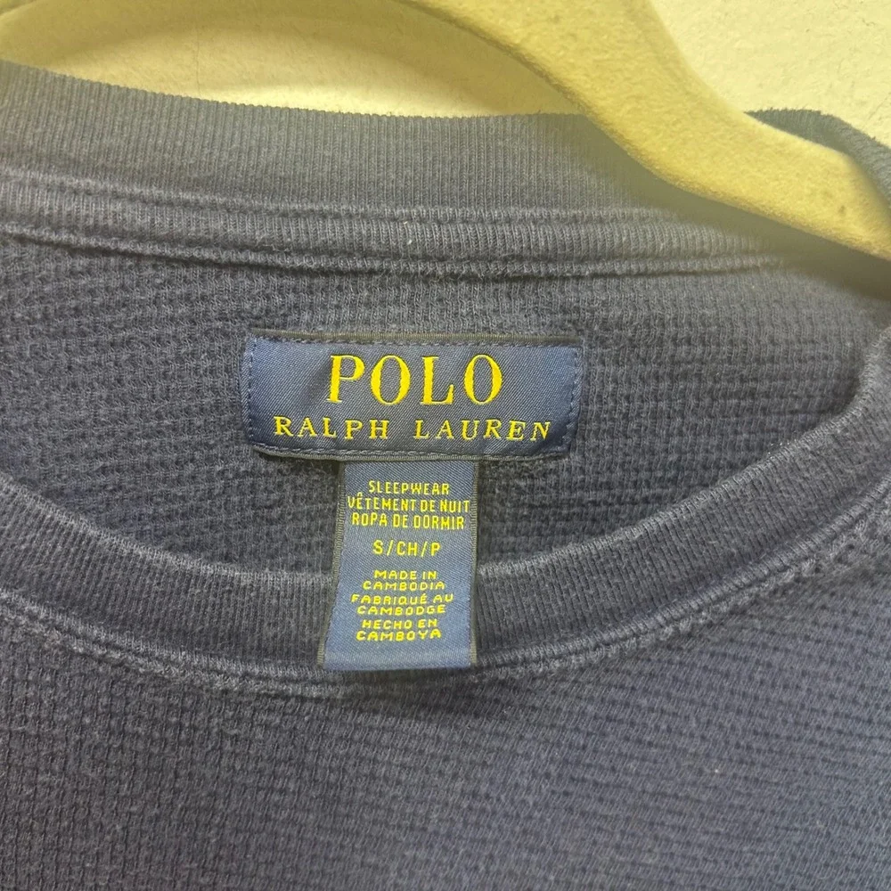 Polo Ralph Lauren Navy Waffle Knit Thermal Sleepwear Shirt Polo Bear Small